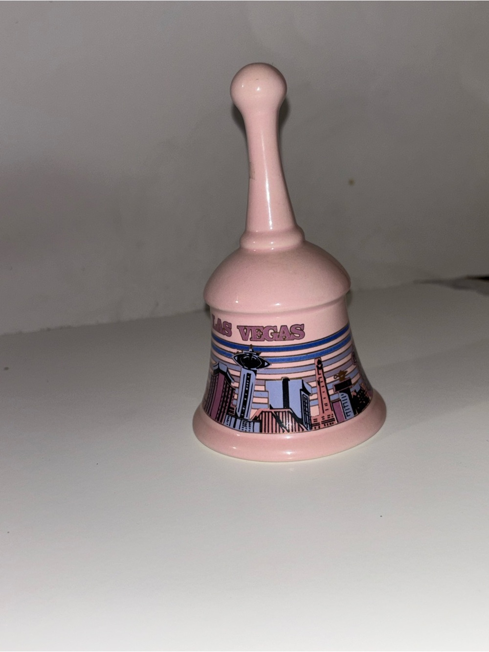 Pink Las Vegas Ceramic Hand Bell - Souvenir Kids Toy
